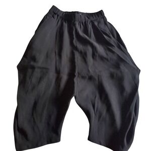 Simple Black Harem Pants Women Size 120 Drop Crotch Cropped Trousers Pockets